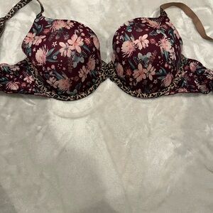 Victoria's Secret Floral Bra - Burgundy and Pink